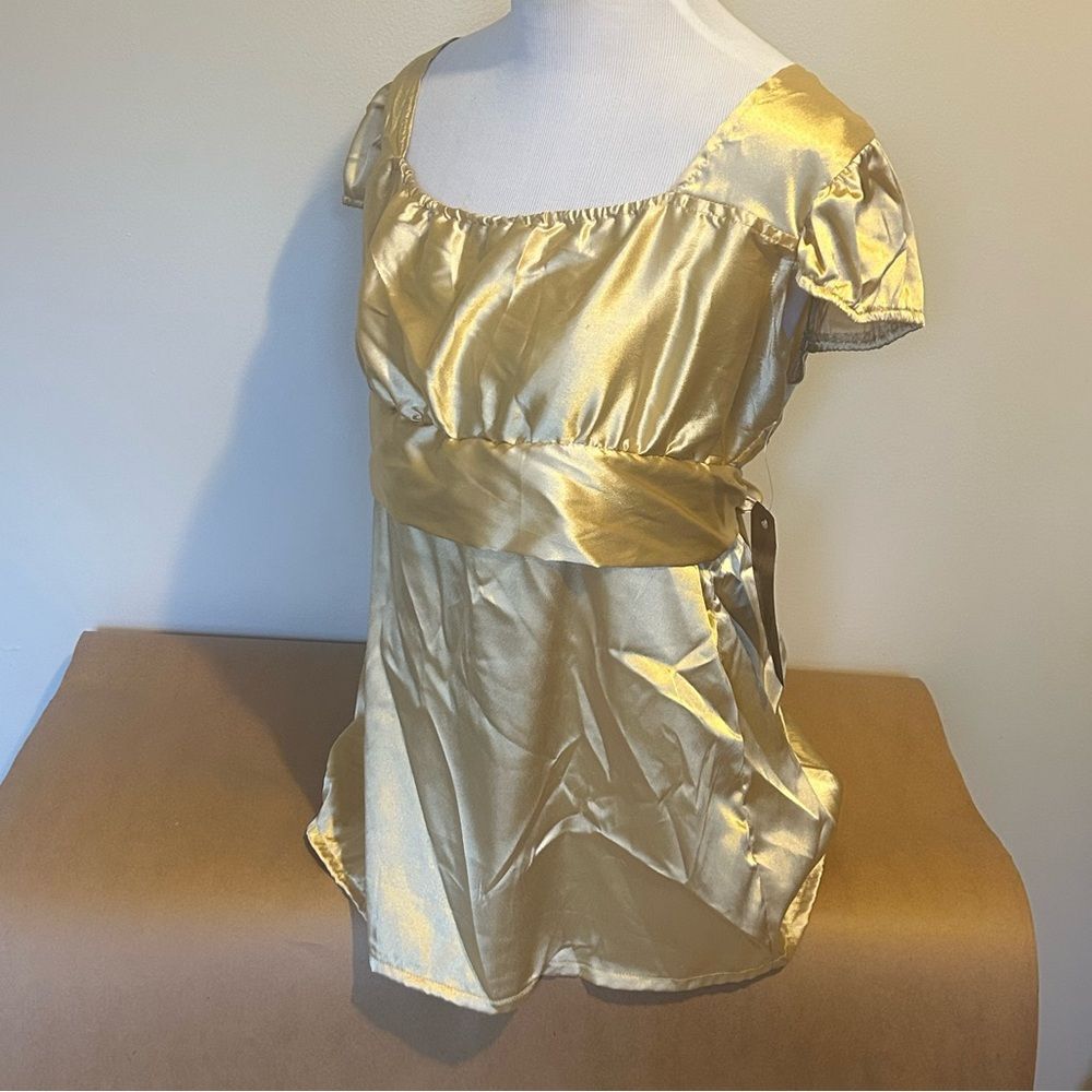NWT Tramp Baby Doll Top Y2K Gold Yellow Size Large
